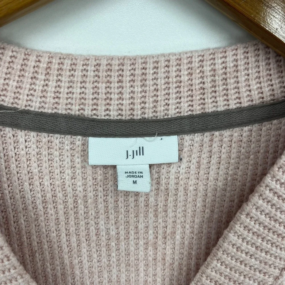 J. Jill Sweater Women's Size M Pink Knit 1/4 Button‎ V-Neck Rayon Blend